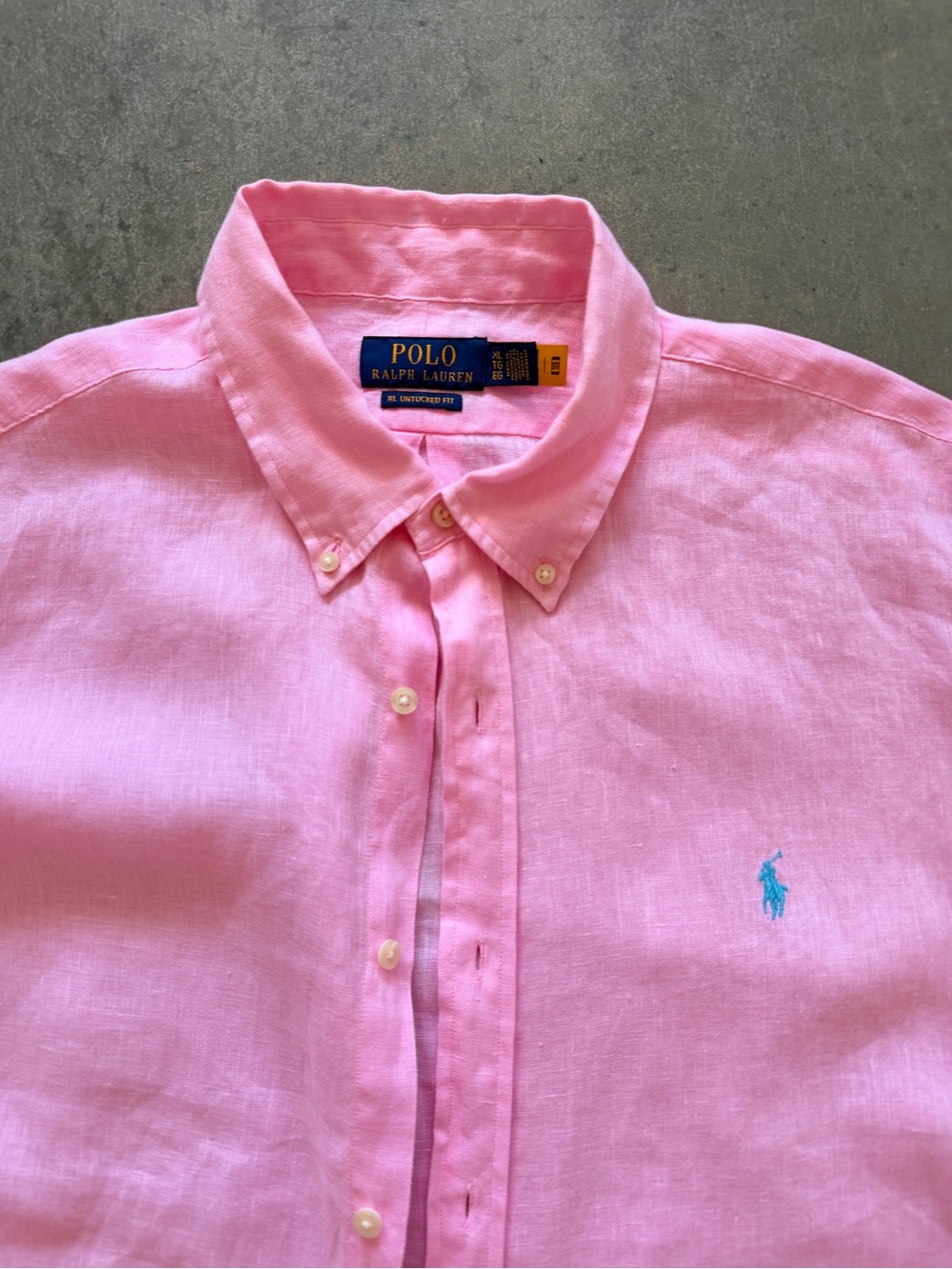 Polo Ralph Lauren Men’s XL Pink 100% Linen Button Down Shirt RL Untucked Fit